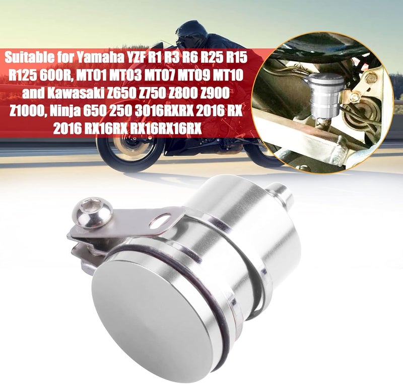MRELC Universal Motorcycle Aluminum Brake Fluid Reservoir Oil Cup Fit For Yamaha Kawasaki Honda Suzuki BMW and more (Silver) - Image 5